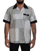 Dolce & Gabbana White Black Patterned Button Down Shirt -   -  Dolce & Gabbana.